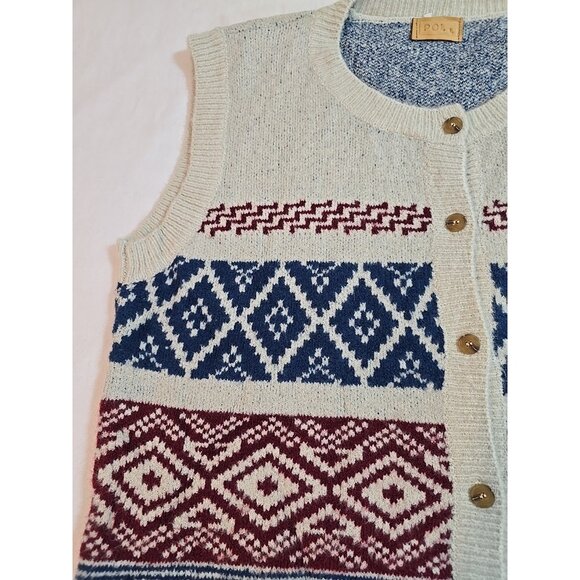 Pol Womens knit Sweater Vest Crew Neck Button Up front Sleeveless Stretch Size L - Picture 13 of 13